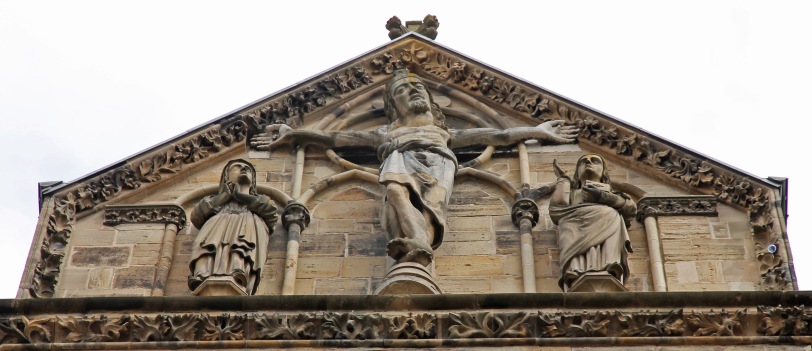 Crucified Jesus above the main portal.